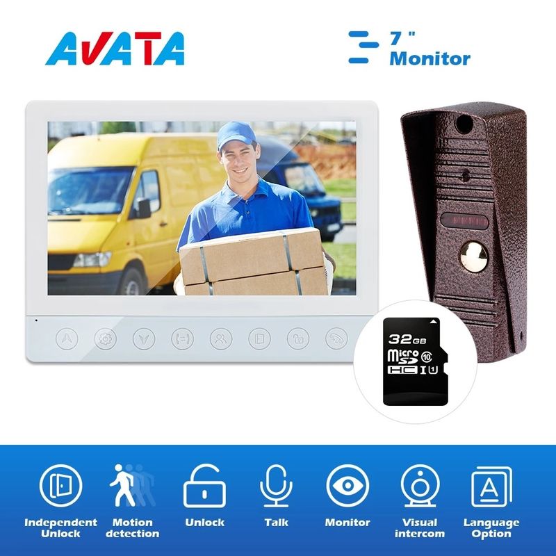 7 Inch 4 Wire Cable Villa Home Door Camera Ring Video Doorbell with Stainless Steel Intercom System supplier